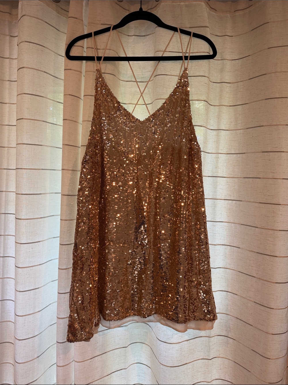 Free People Rose Gold Sequin Mini Dress
